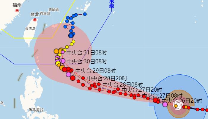 17级以上超强台风玛娃路径图实时更新：逐渐向菲律宾吕宋岛以东洋面靠近